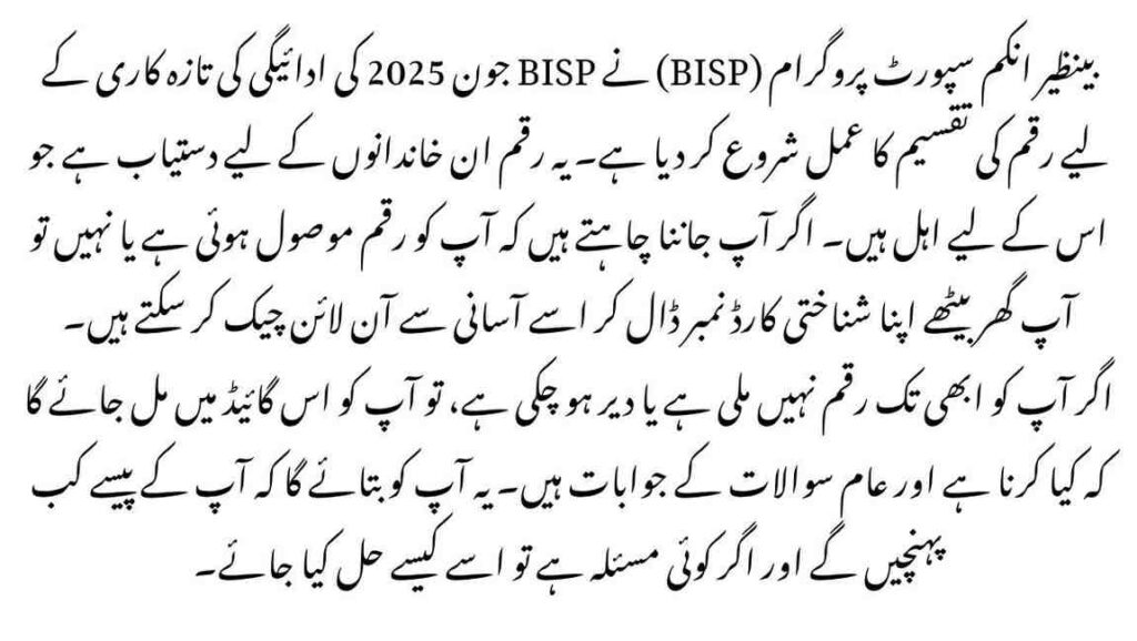 BISP June 2025 Payment Update