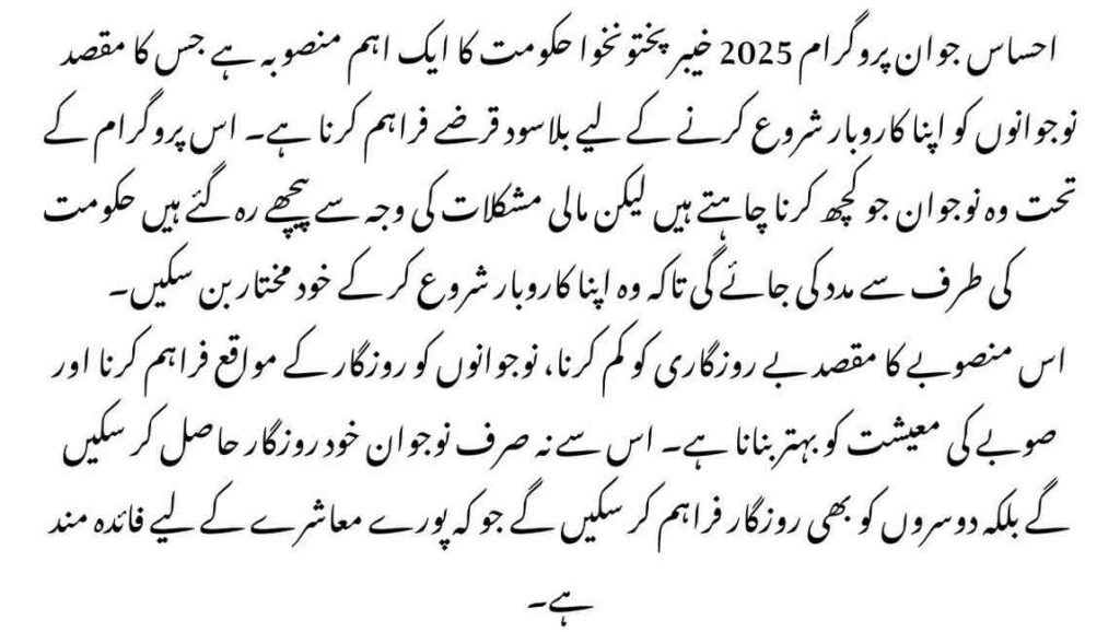 Ehsaas Nojawan Program 2025